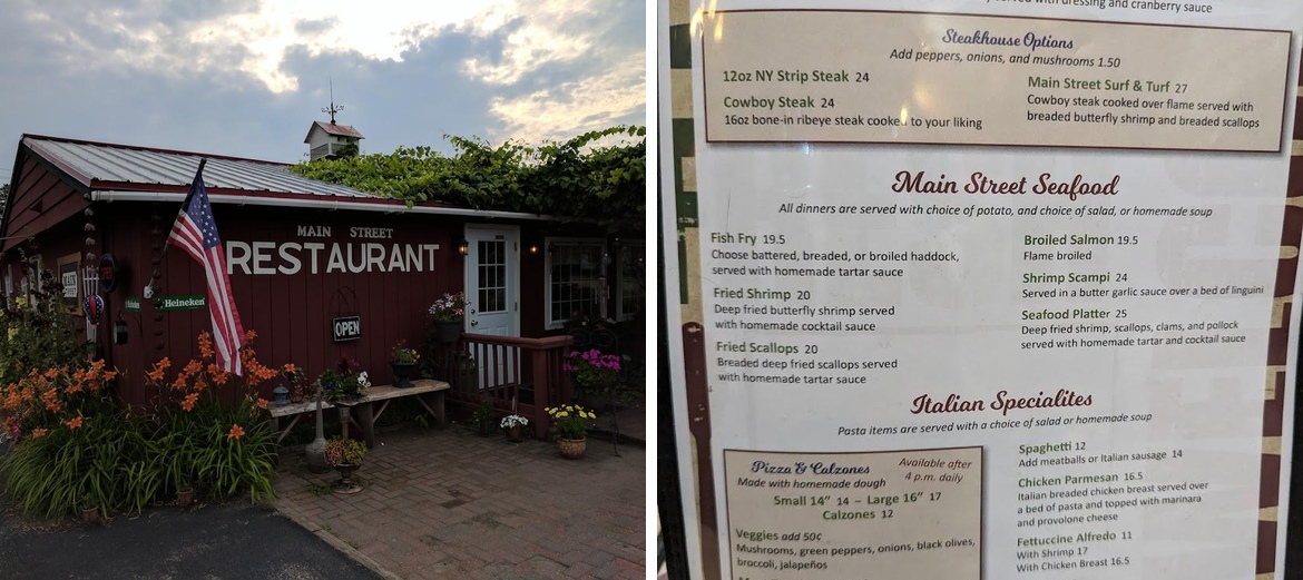 Main Street Restaurant Menu