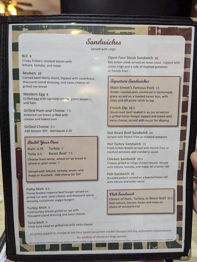 Main Street Restaurant Menu image 3